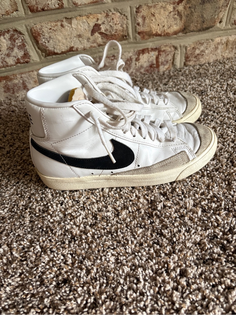 Nike White Leather Blazer Sneakers with Black Swoosh